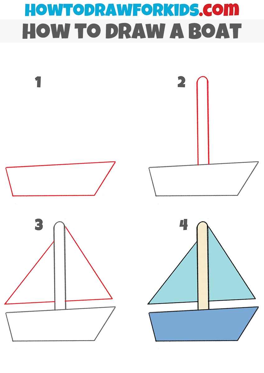 How To Draw A Boat Easy Drawing Tutorial For Kids