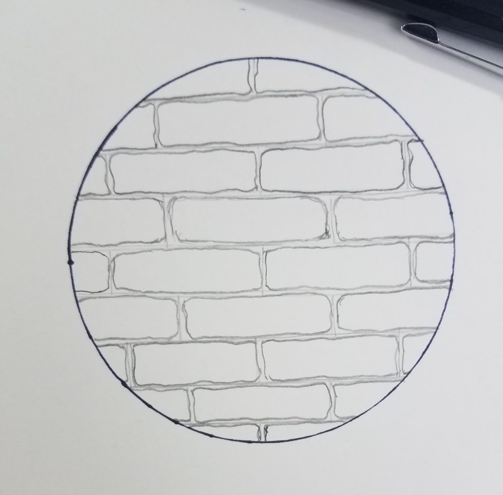 drawing bricks on a wall