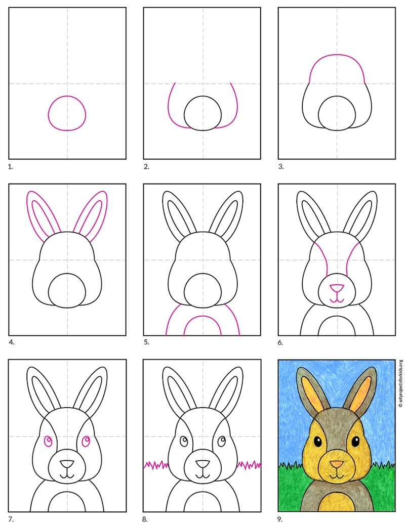 How To Draw A Bunny Easy Step by Step Art Lesson For Kids