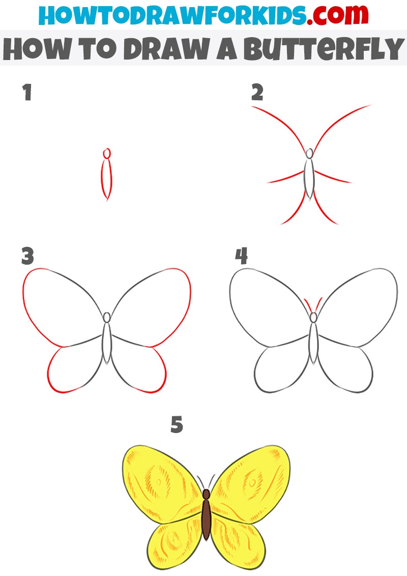 How To Draw A Butterfly Easy Drawing Tutorial For Kids