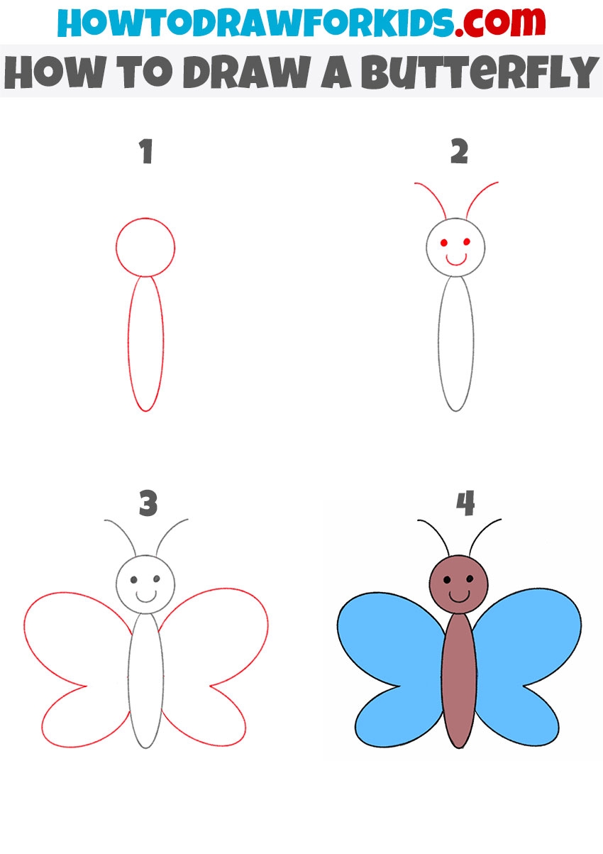 How To Draw A Butterfly Easy Drawing Tutorial For Kids