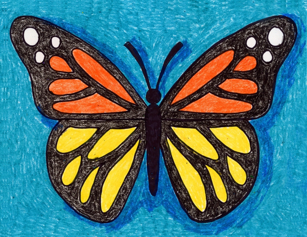 How To Draw A Butterfly Easy Step by Step Art Lesson For Kids