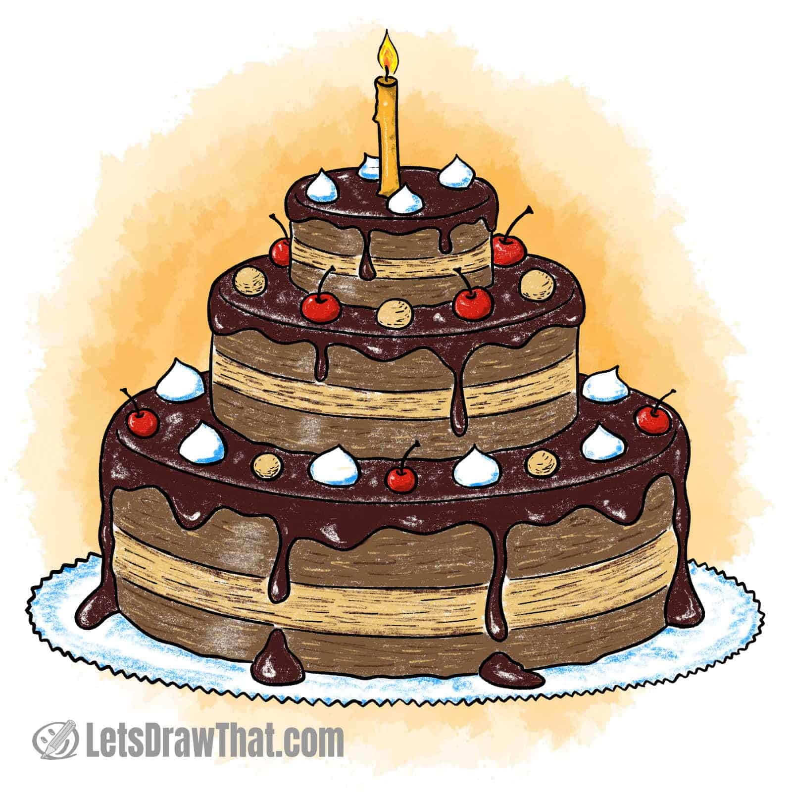 cake drawing easy