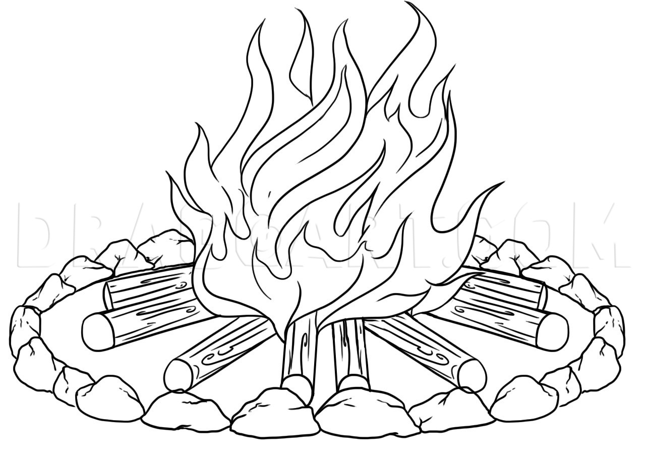 How To Draw A Campfire Drawing Step By Step By Dawn DragoArt