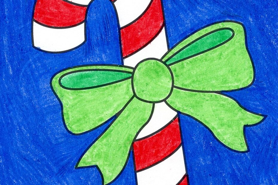 How To Draw A Candy Cane Easy Step by Step Art Lesson For Kids