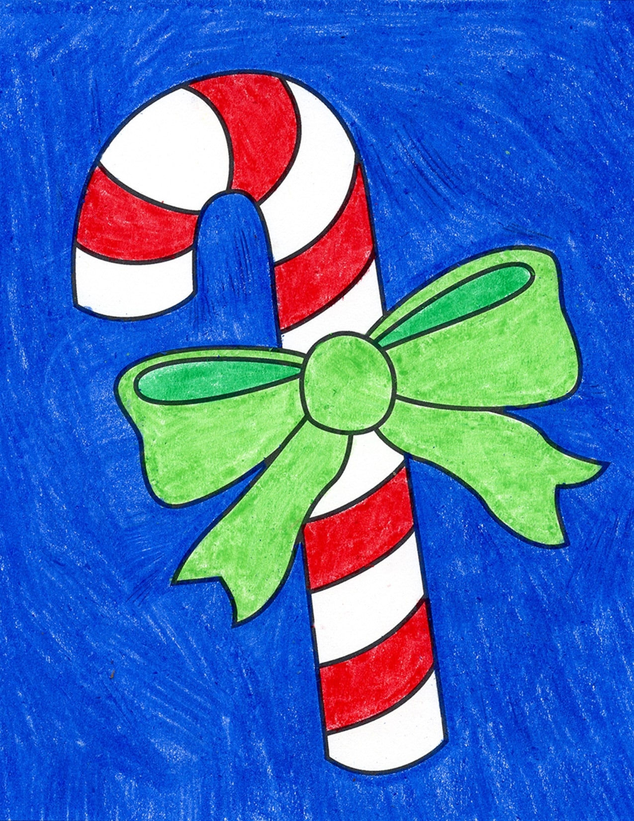 How To Draw A Candy Cane Easy Step by Step Art Lesson For Kids