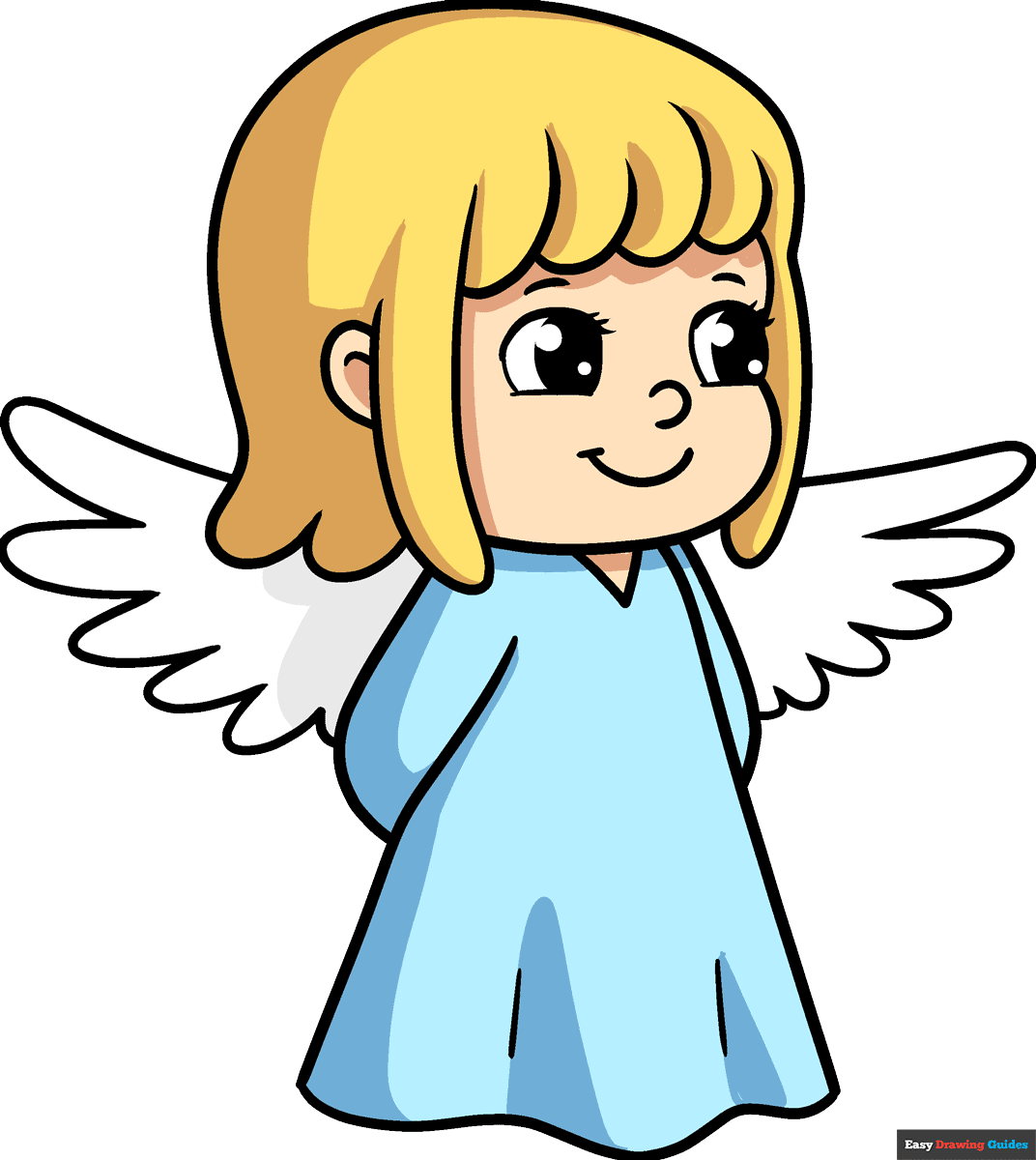How To Draw A Cartoon Angel Really Easy Drawing Tutorial