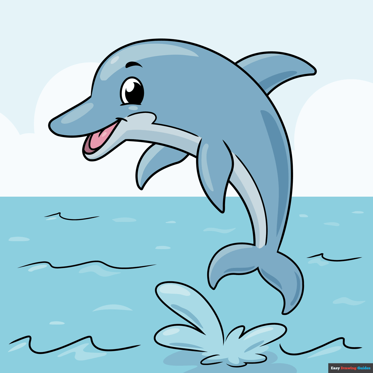 How To Draw A Cartoon Dolphin Really Easy Drawing Tutorial