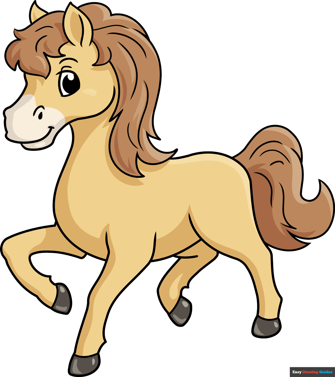 How To Draw A Cartoon Horse Really Easy Drawing Tutorial