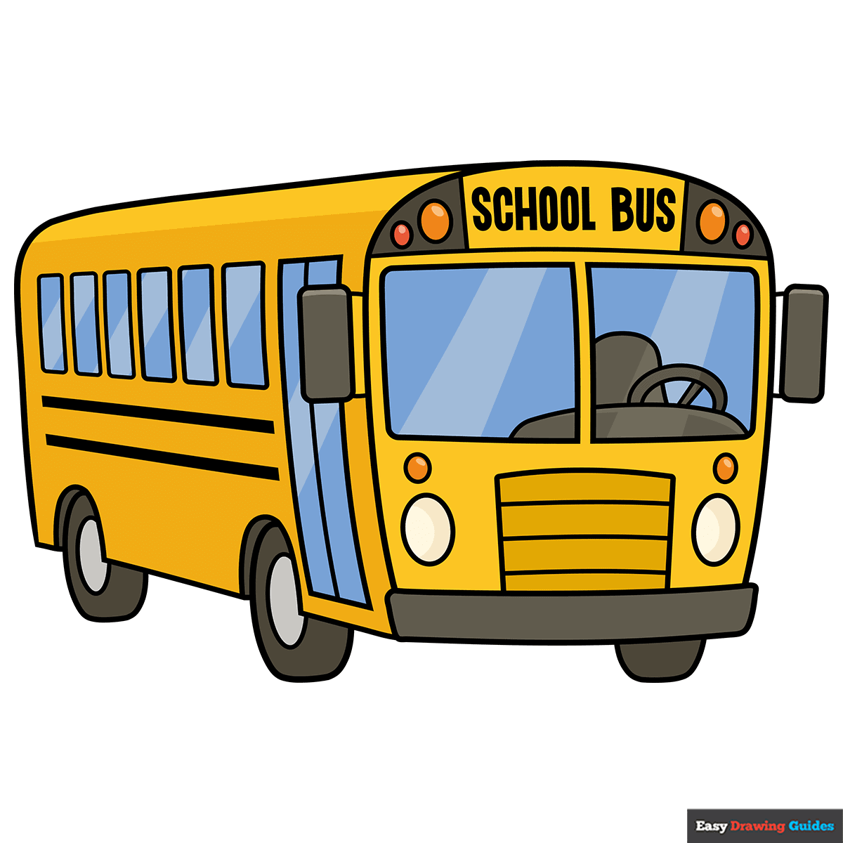 How To Draw A Cartoon School Bus Really Easy Drawing Tutorial