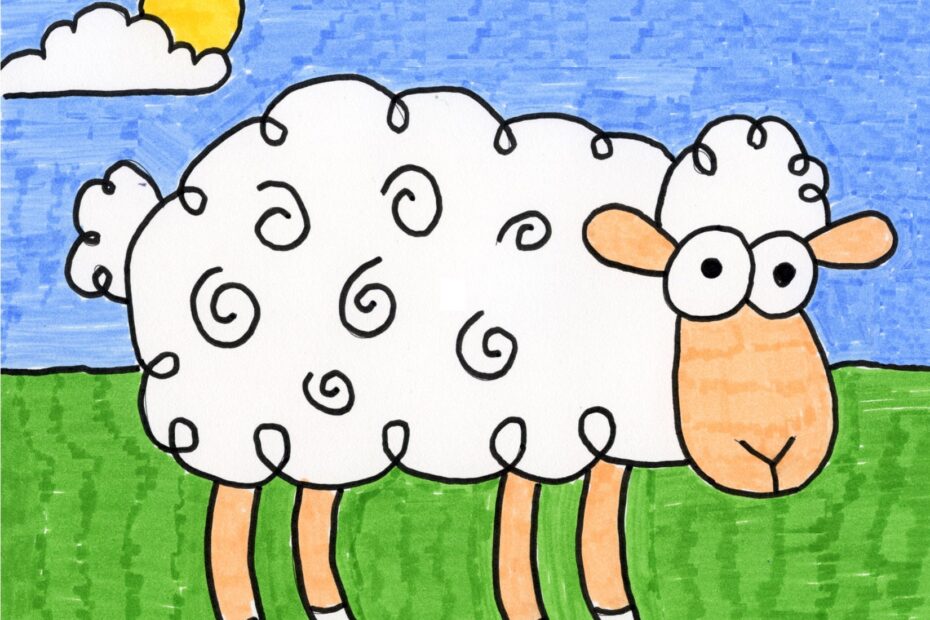 How To Draw A Cartoon Sheep Step by Step Art Lesson For Kids