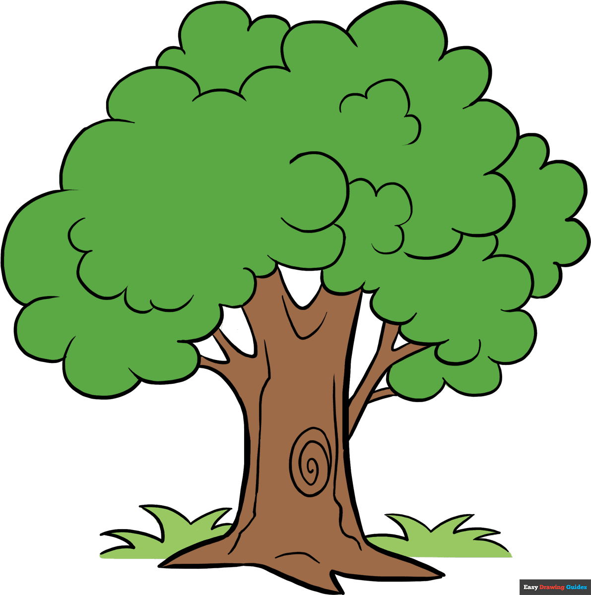 How To Draw A Cartoon Tree Easy Step By Step Drawing Guides
