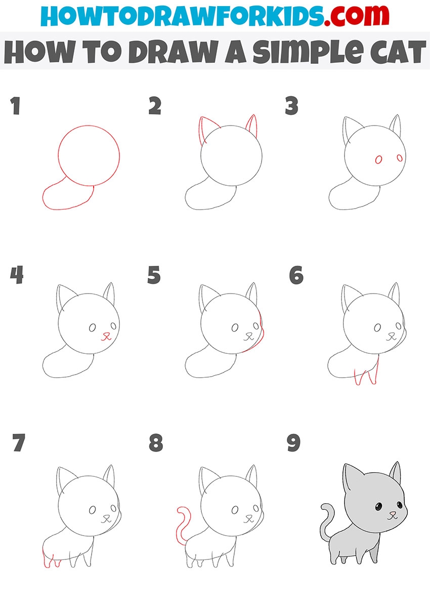 How To Draw A Cat Easy Drawing Tutorial For Kids