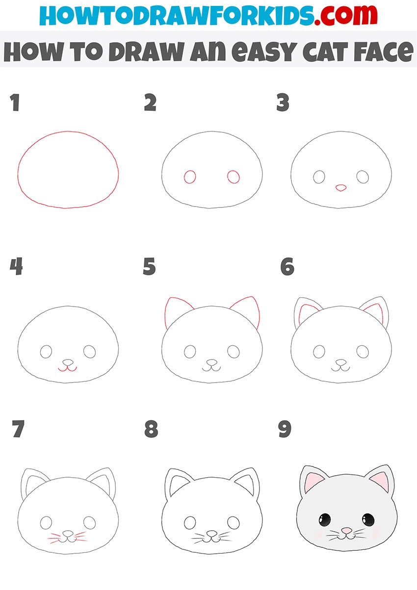 How To Draw A Cat Face Easy Drawing Tutorial For Kids