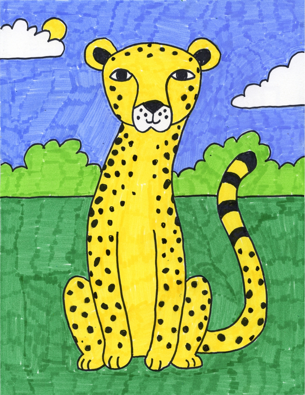 How To Draw A Cheetah Easy Step by Step Art Lesson For Kids