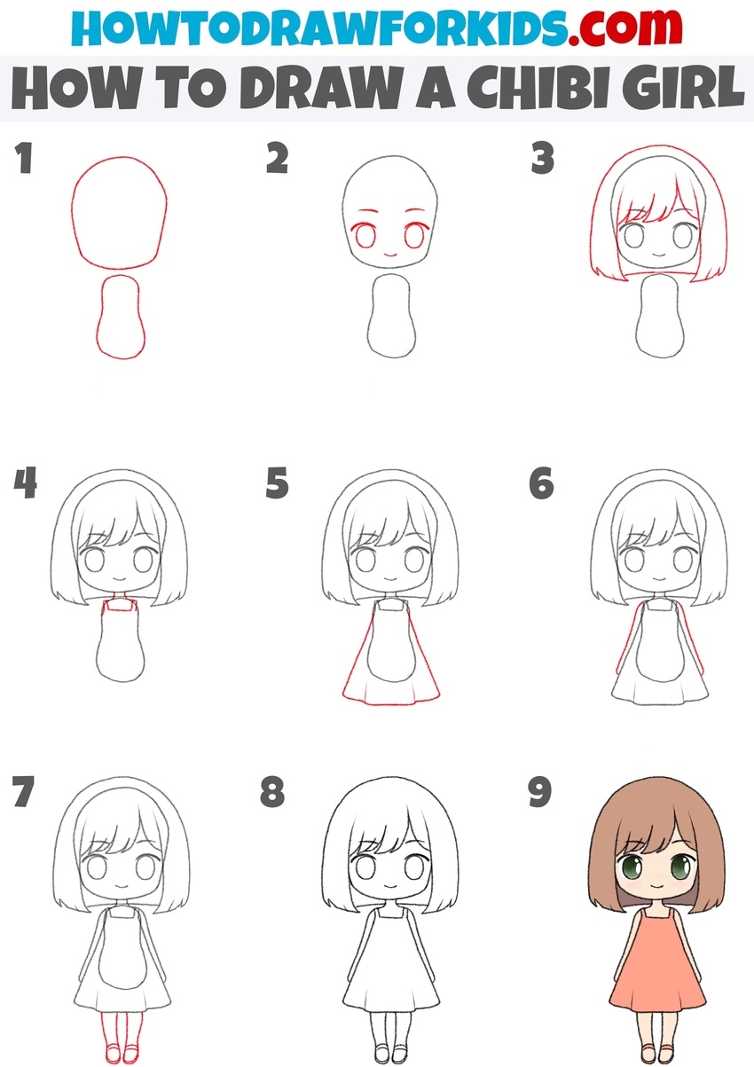 How To Draw A Chibi Girl Easy Drawing Tutorial For Kids