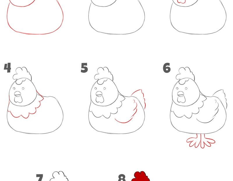 How To Draw A Chicken Easy Drawing Tutorial For Kids