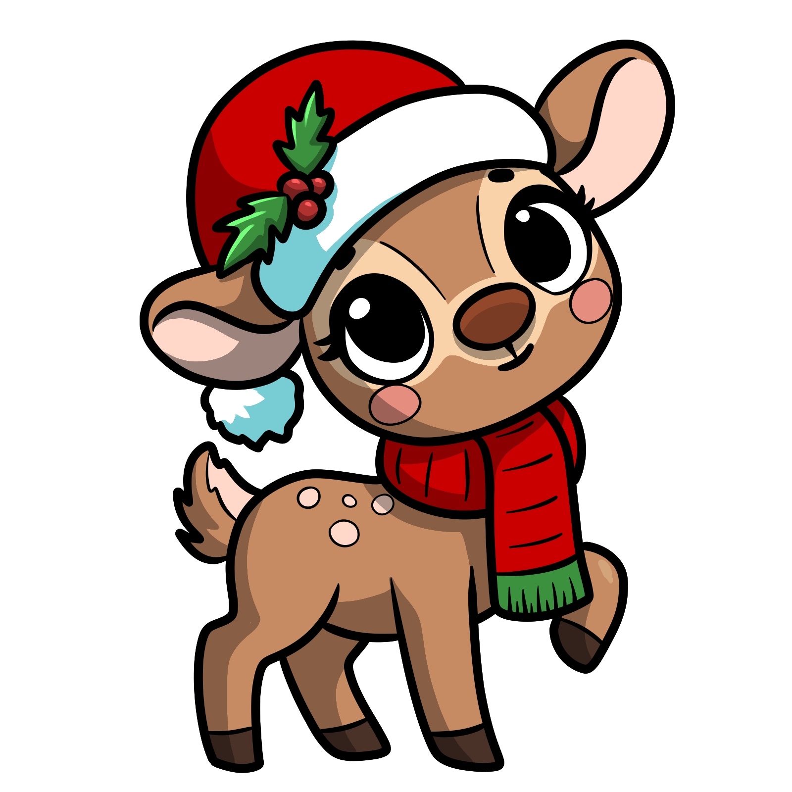 How To Draw A Christmas Deer In Cartoon Style Easy Tutorial