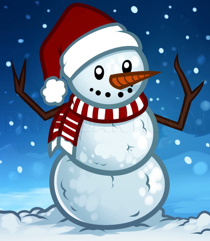 How To Draw A Christmas Snowman Drawing Step By Step By Dawn DragoArt