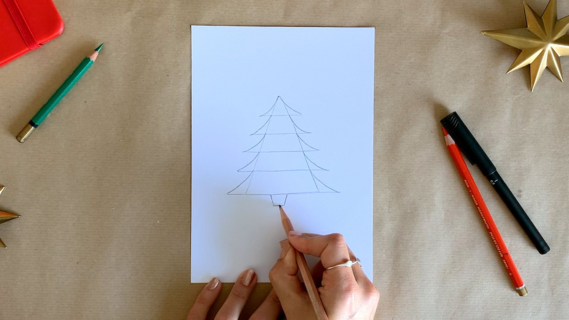 How To Draw A Christmas Tree Step by step Video Guide