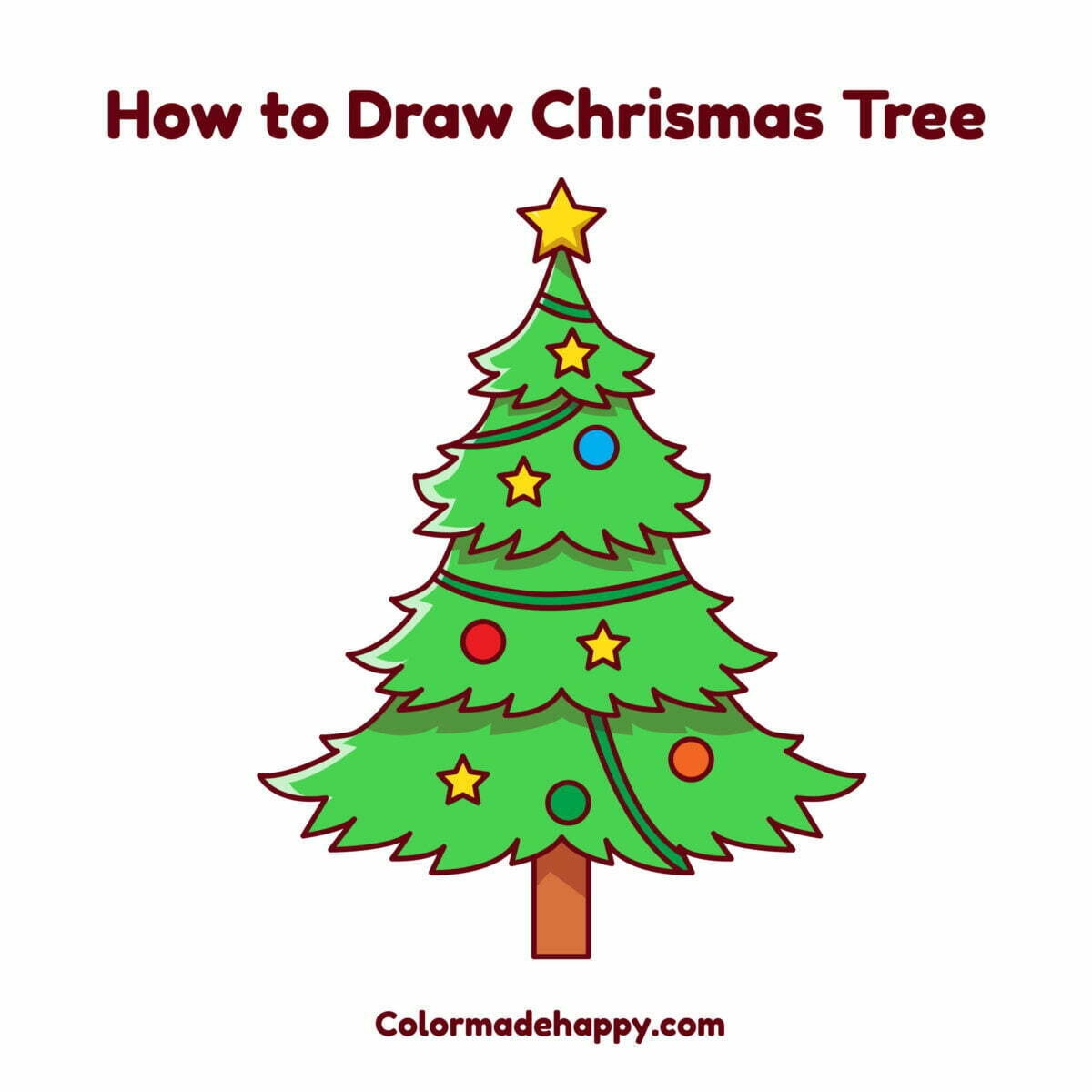 How To Draw A Christmas Tree Step By Step