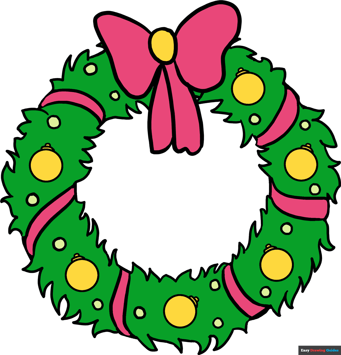 How To Draw A Christmas Wreath Really Easy Drawing Tutorial