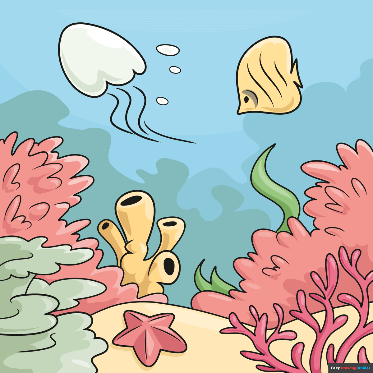 How To Draw A Coral Reef EASY Step By Step Tutorial Easy 