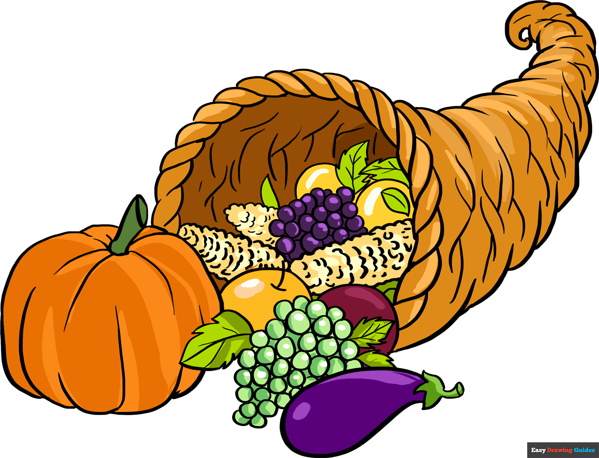 How To Draw A Cornucopia Really Easy Drawing Tutorial