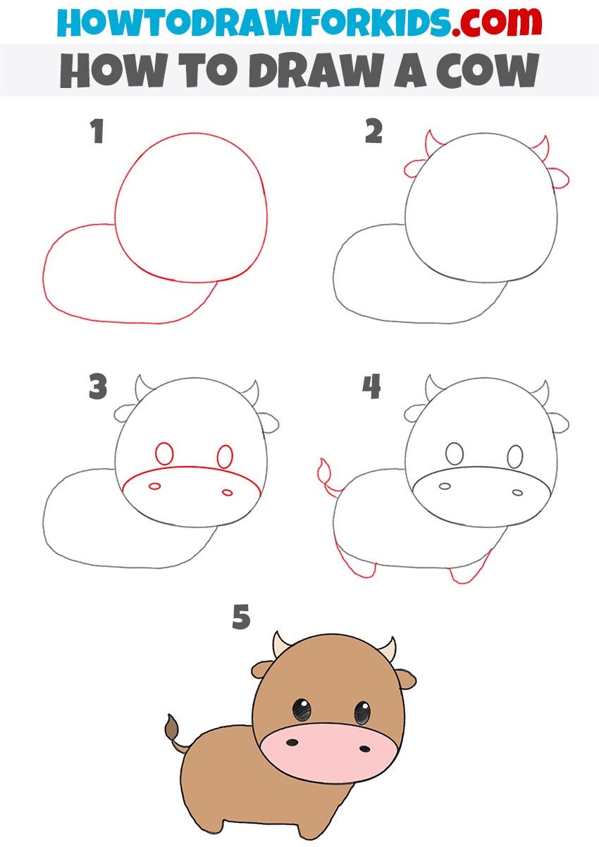 How To Draw A Cow Easy Drawing Tutorial For Kids