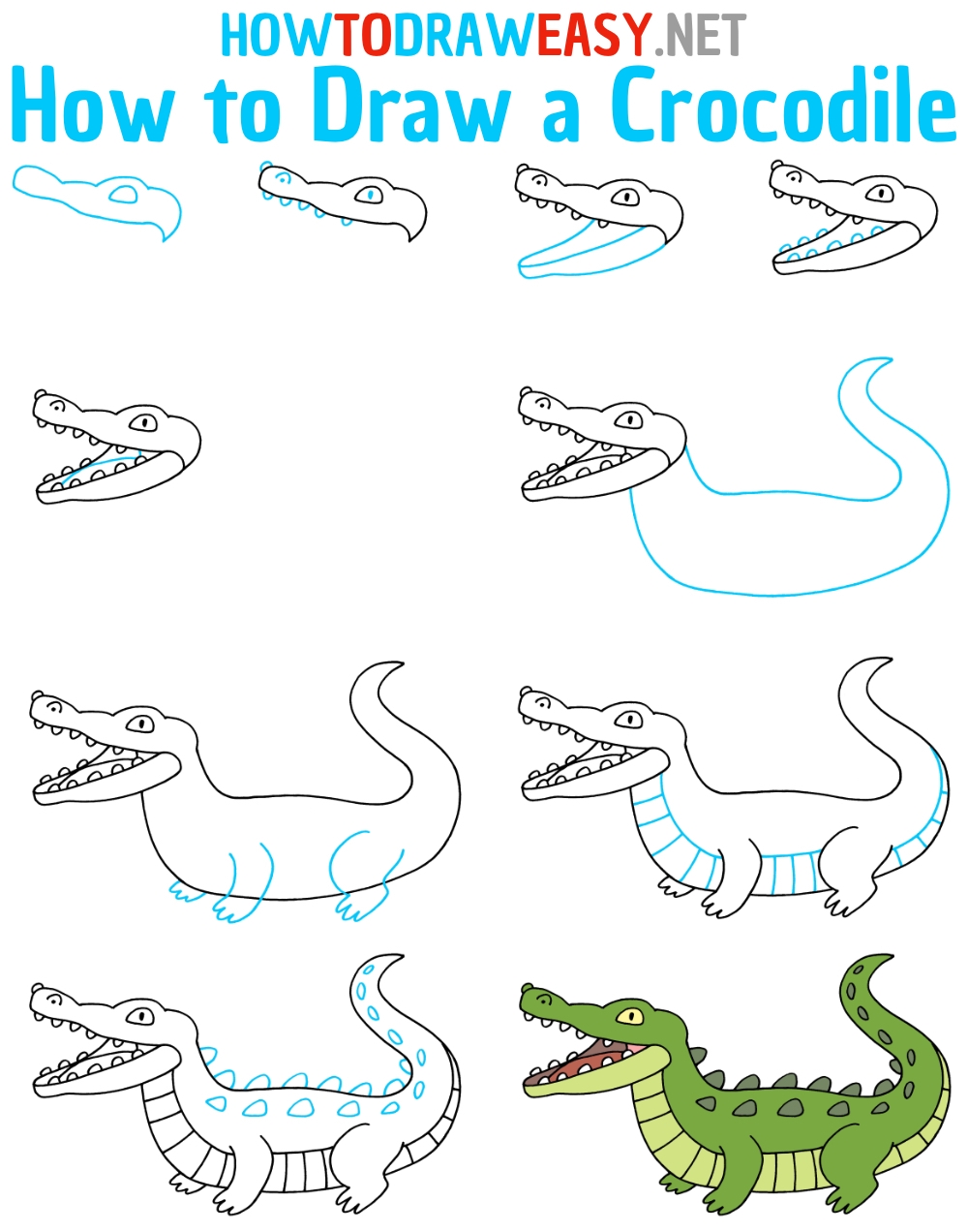 How To Draw A Crocodile Step By Step How To Draw Easy