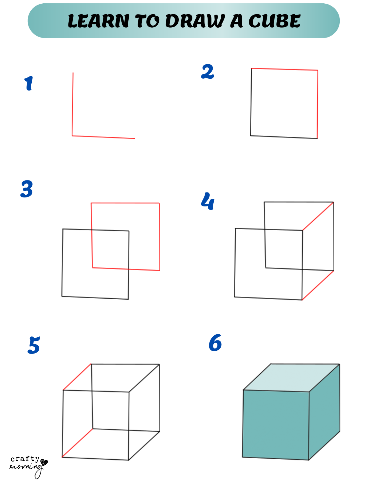 How To Draw A Cube Step By Step Crafty Morning