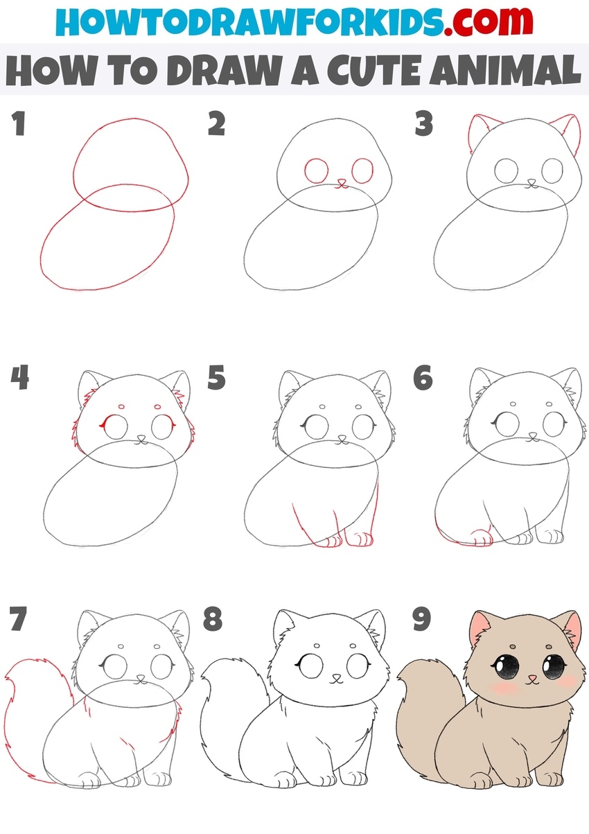 How To Draw A Cute Animal Easy Drawing Tutorial For Kids