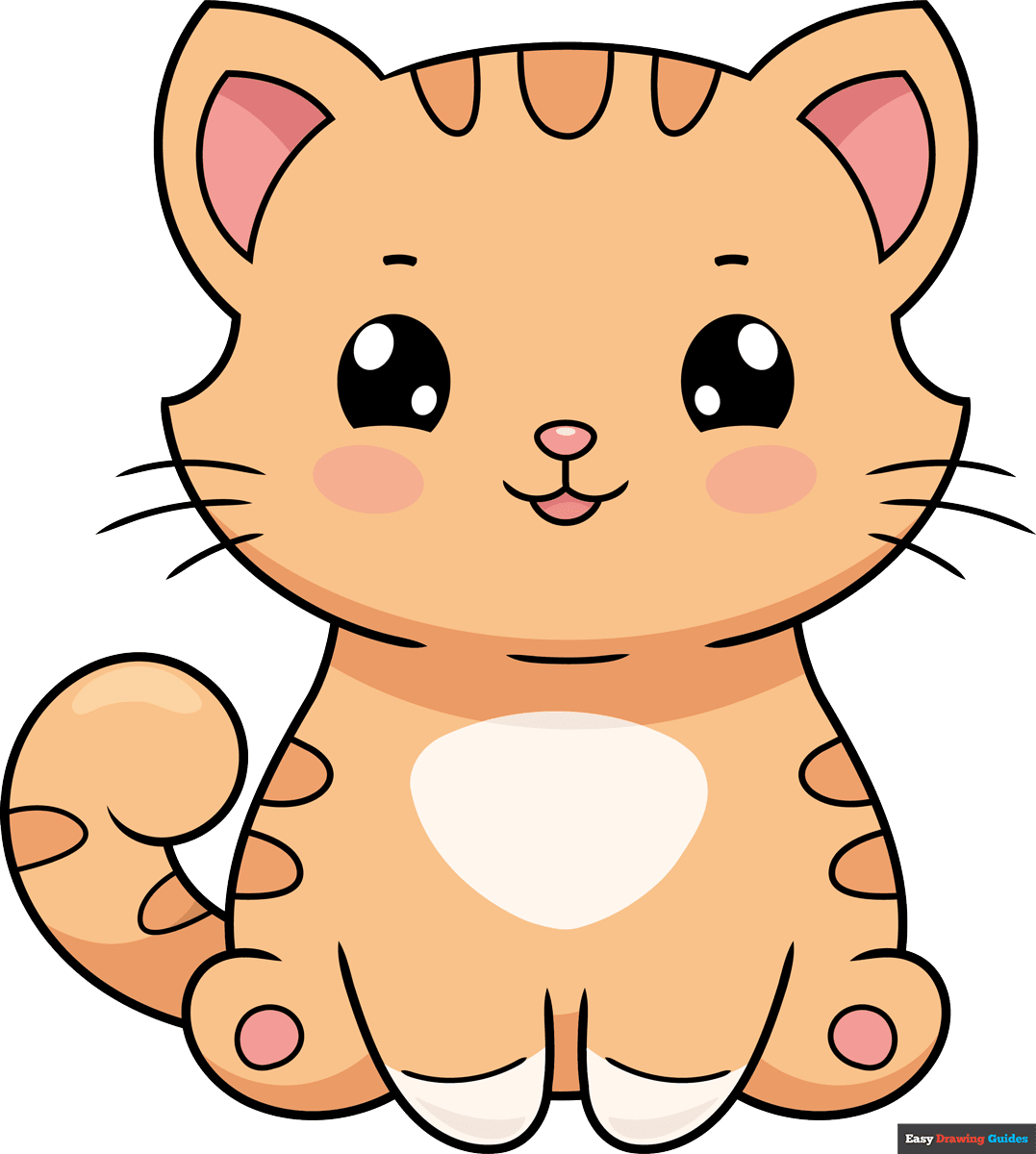 How To Draw A Cute Cartoon Cat Easy Drawing Guides