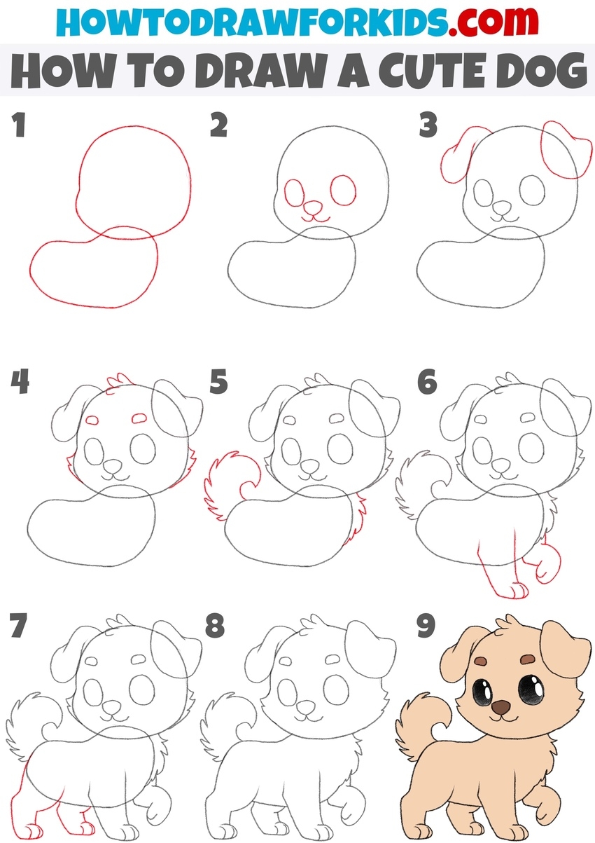 How To Draw A Cute Dog Easy Drawing Tutorial For Kids
