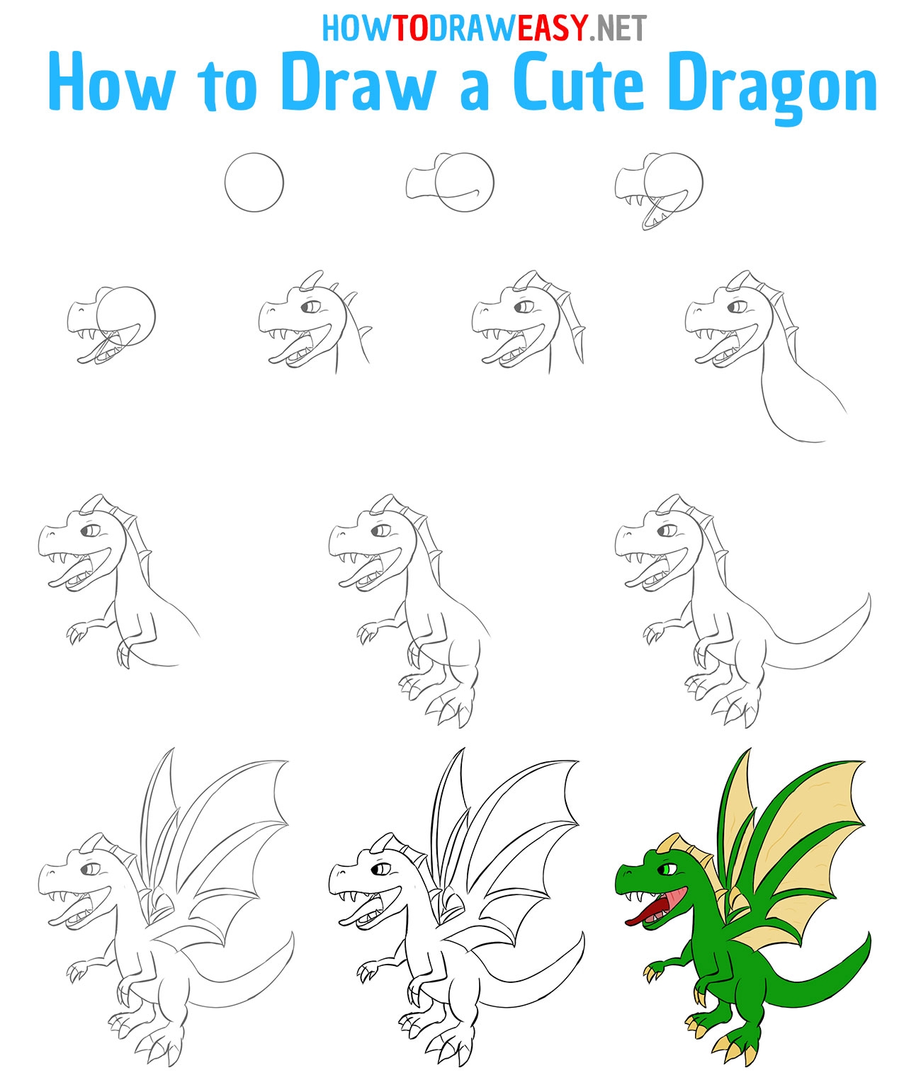 How To Draw A Cute Dragon How To Draw Easy