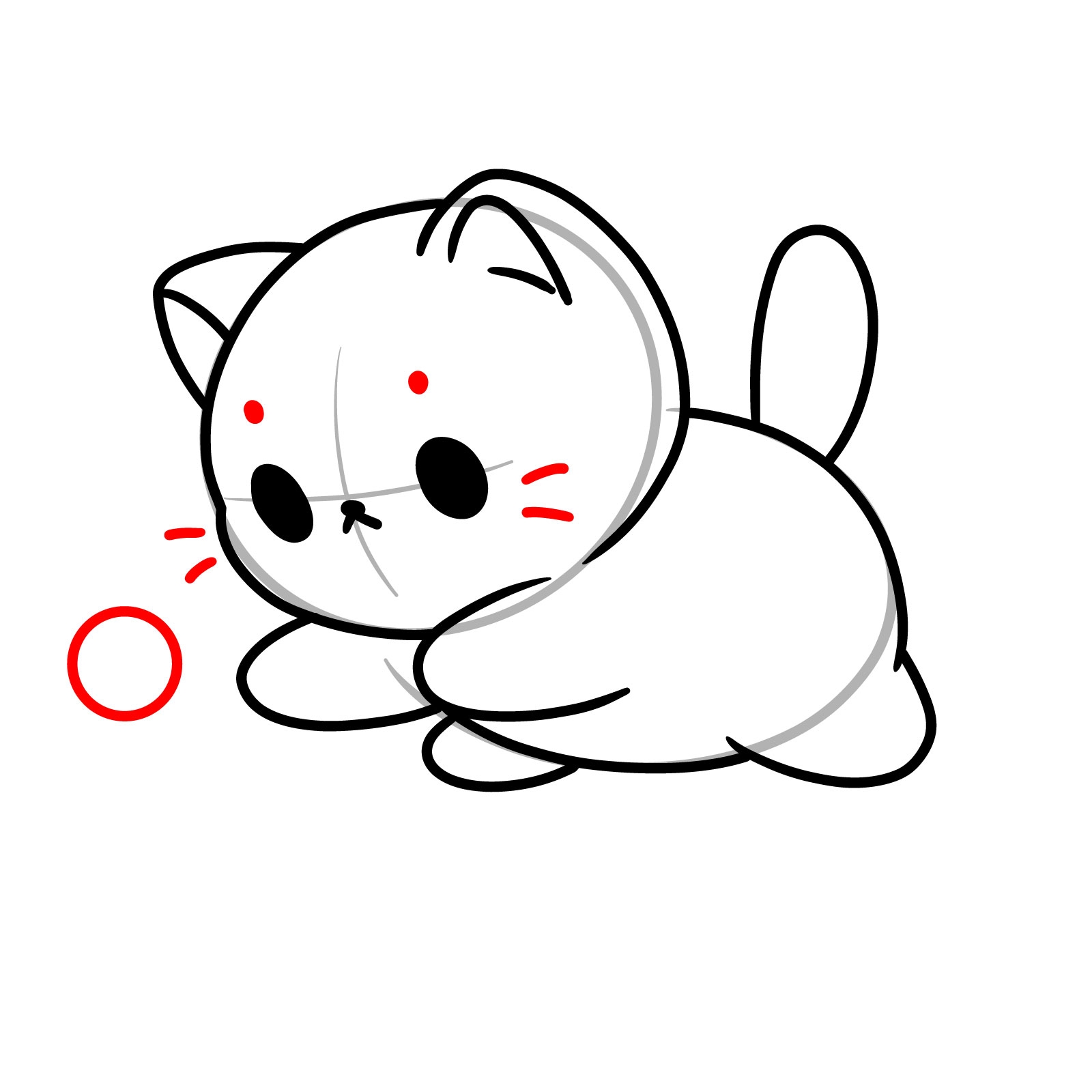 How To Draw A Cute Kawaii Cat Chasing A Ball Simple Tutorial