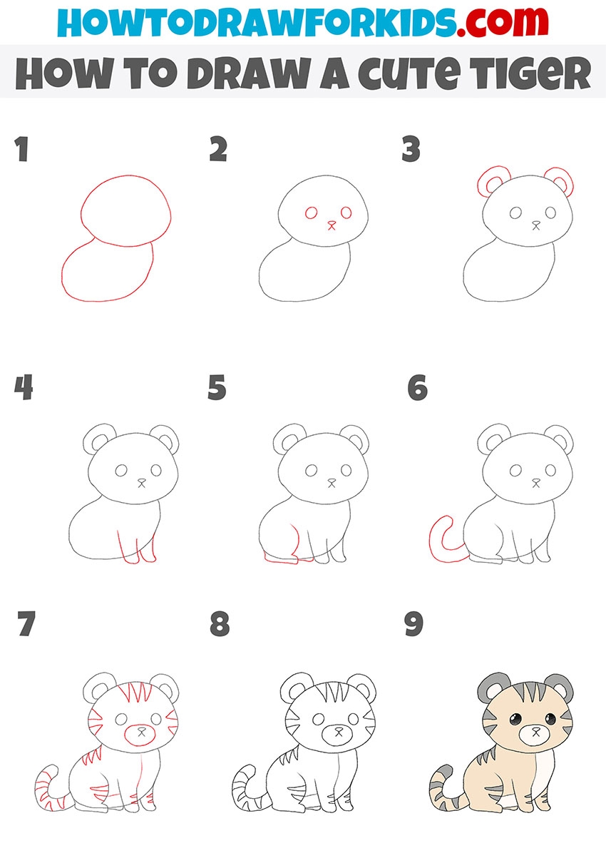How To Draw A Cute Tiger Easy Drawing Tutorial For Kids