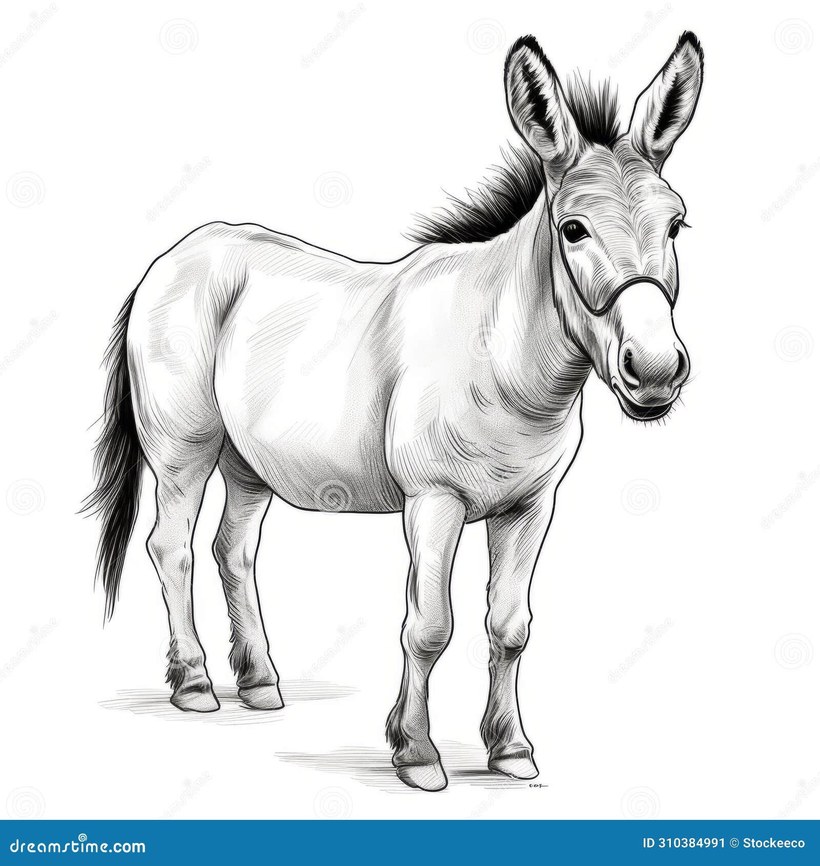 How To Draw A Donkey With A Black Outline On A White Background 