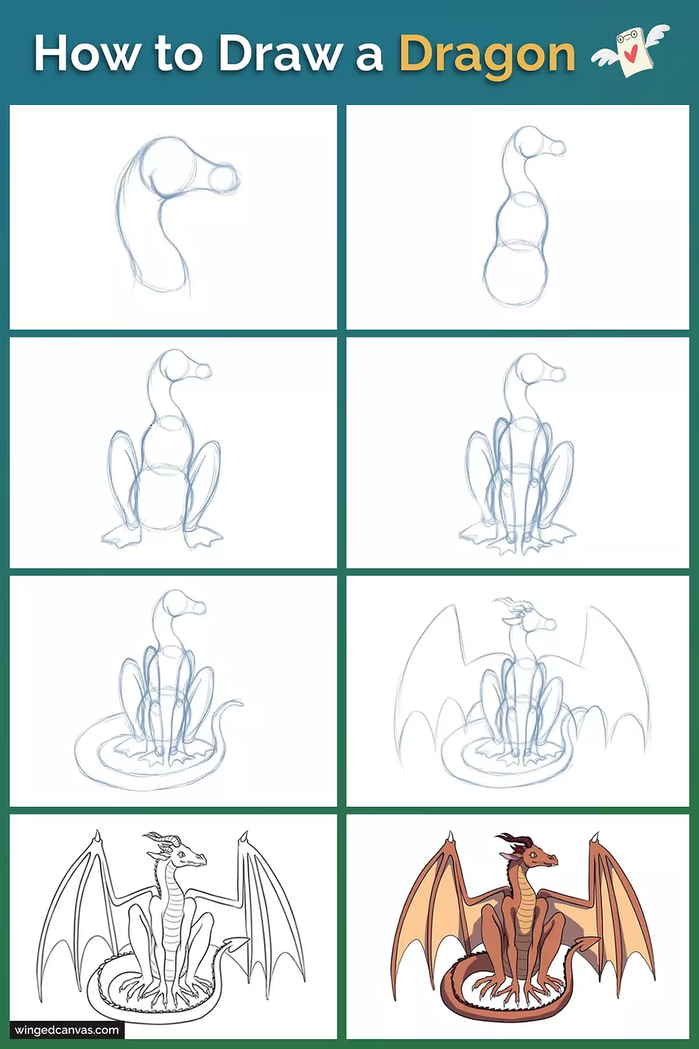 How To Draw A Dragon Step By Step Art Tutorial Winged Canvas Blog