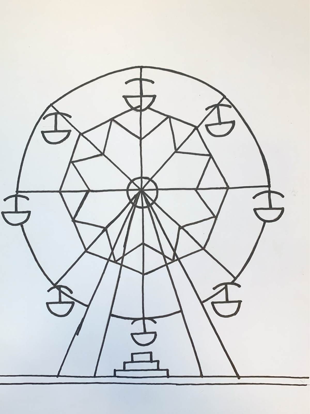 How To Draw A Ferris Wheel Colorfully Basicdraw