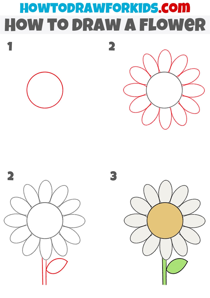 How To Draw A Flower Easy Drawing Tutorial For Kids