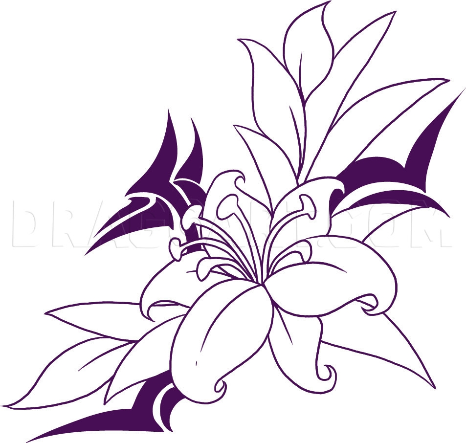 How To Draw A Flower Tattoo Drawing Step By Step By Dawn DragoArt
