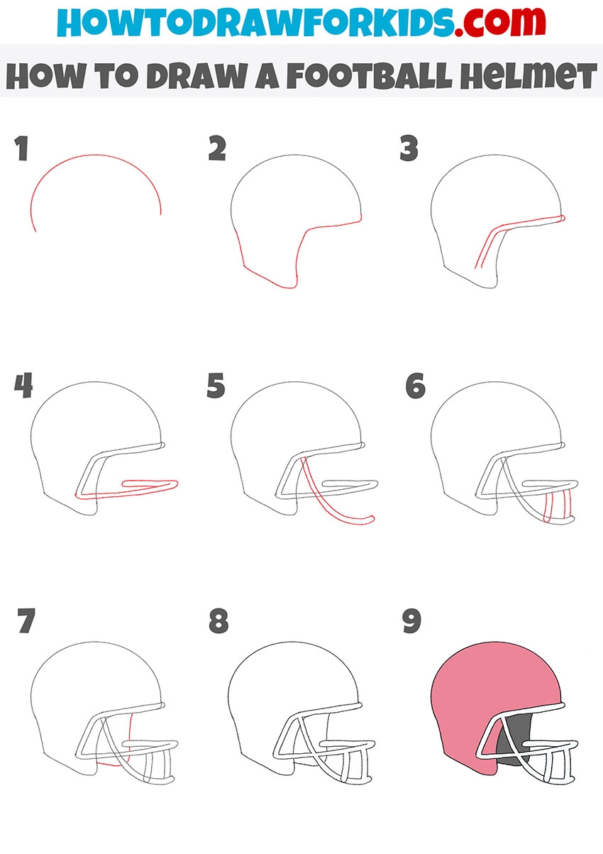 How To Draw A Football Helmet Easy Drawing Tutorial For Kids