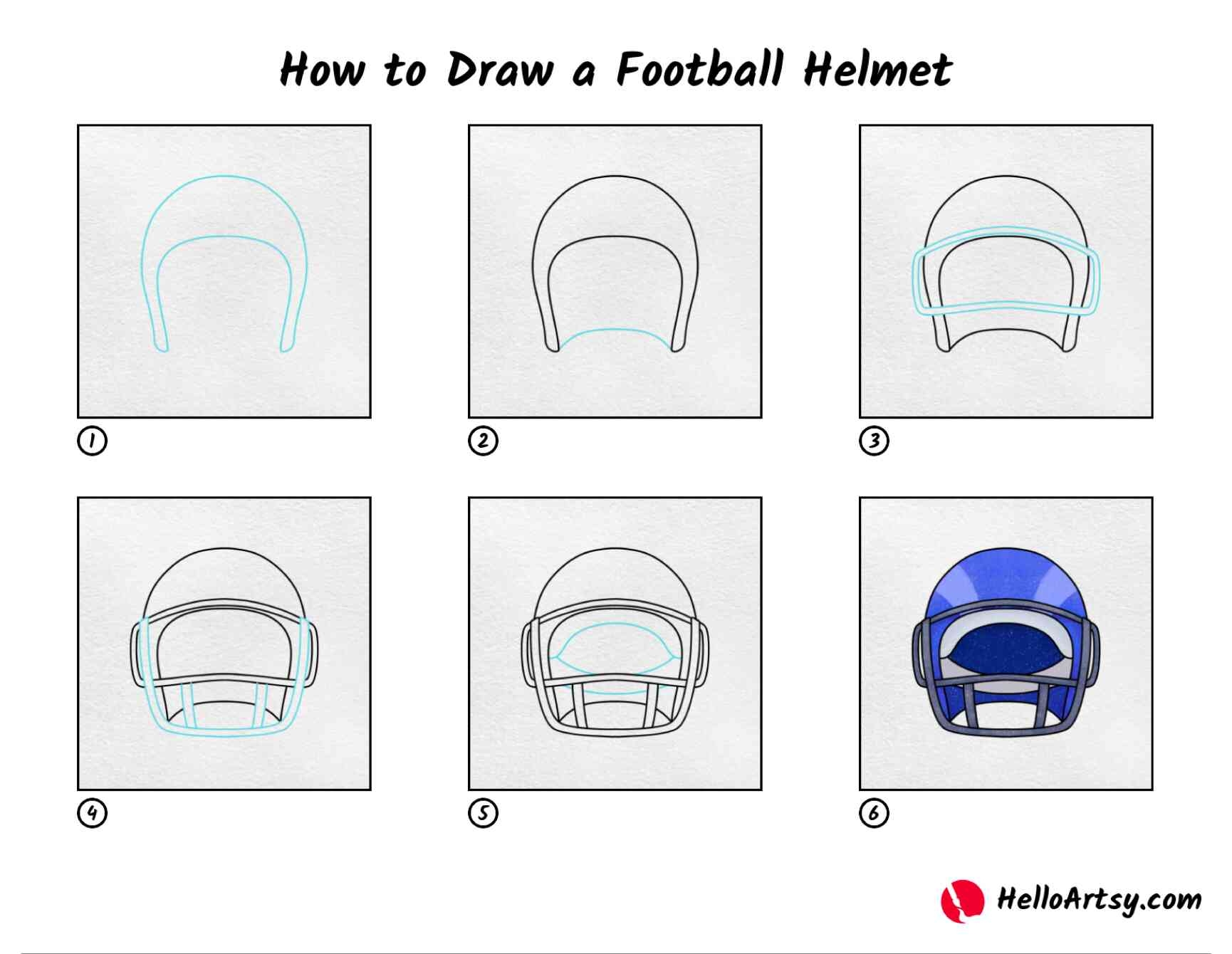 how to draw a football helmet