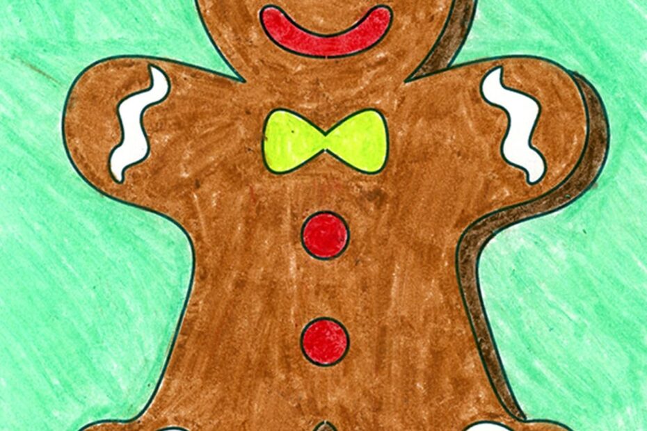 How To Draw A Gingerbread Man Step by Step Art Lesson For Kids