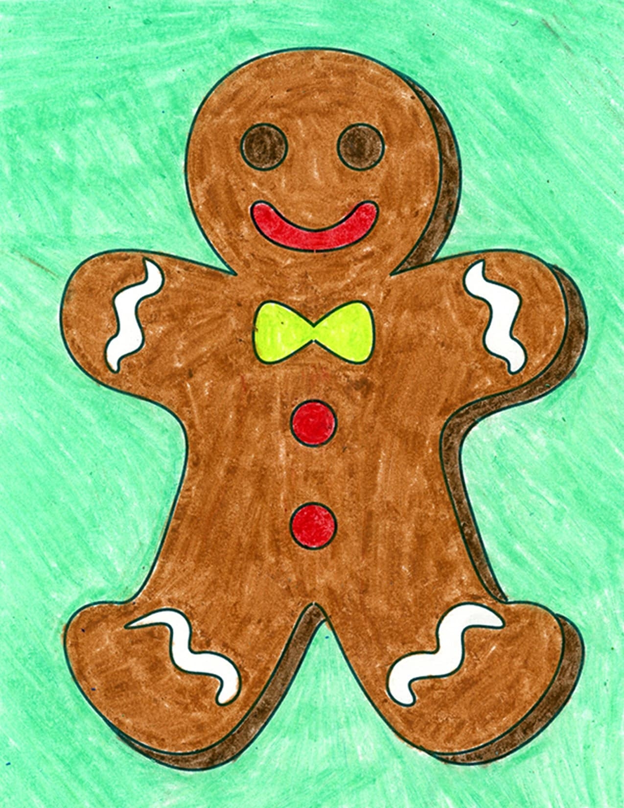 How To Draw A Gingerbread Man Step by Step Art Lesson For Kids