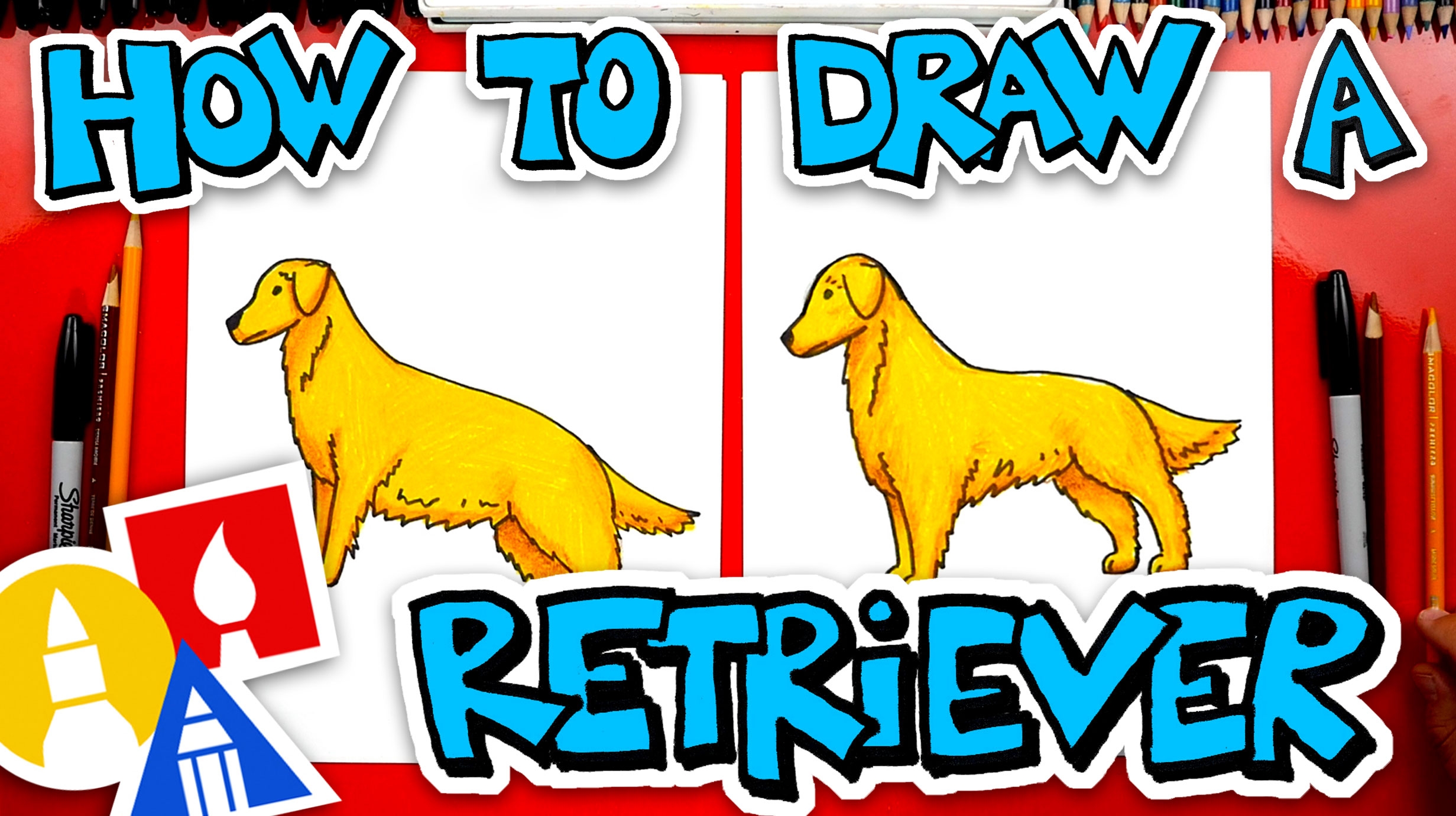 How To Draw A Golden Retriever Art For Kids Hub 