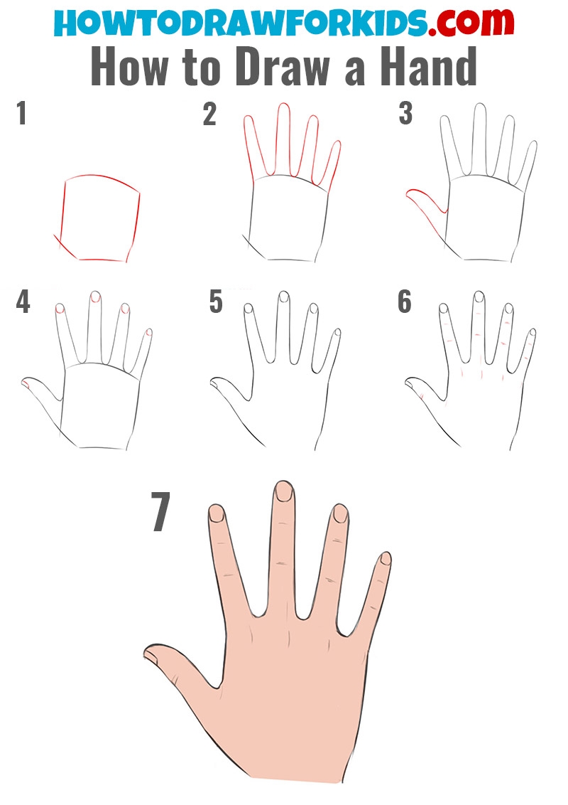 How To Draw A Hand Easy Drawing Tutorial For Kids