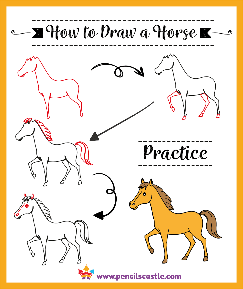 How To Draw A Horse For Kids Easy Drawing Free PDF 