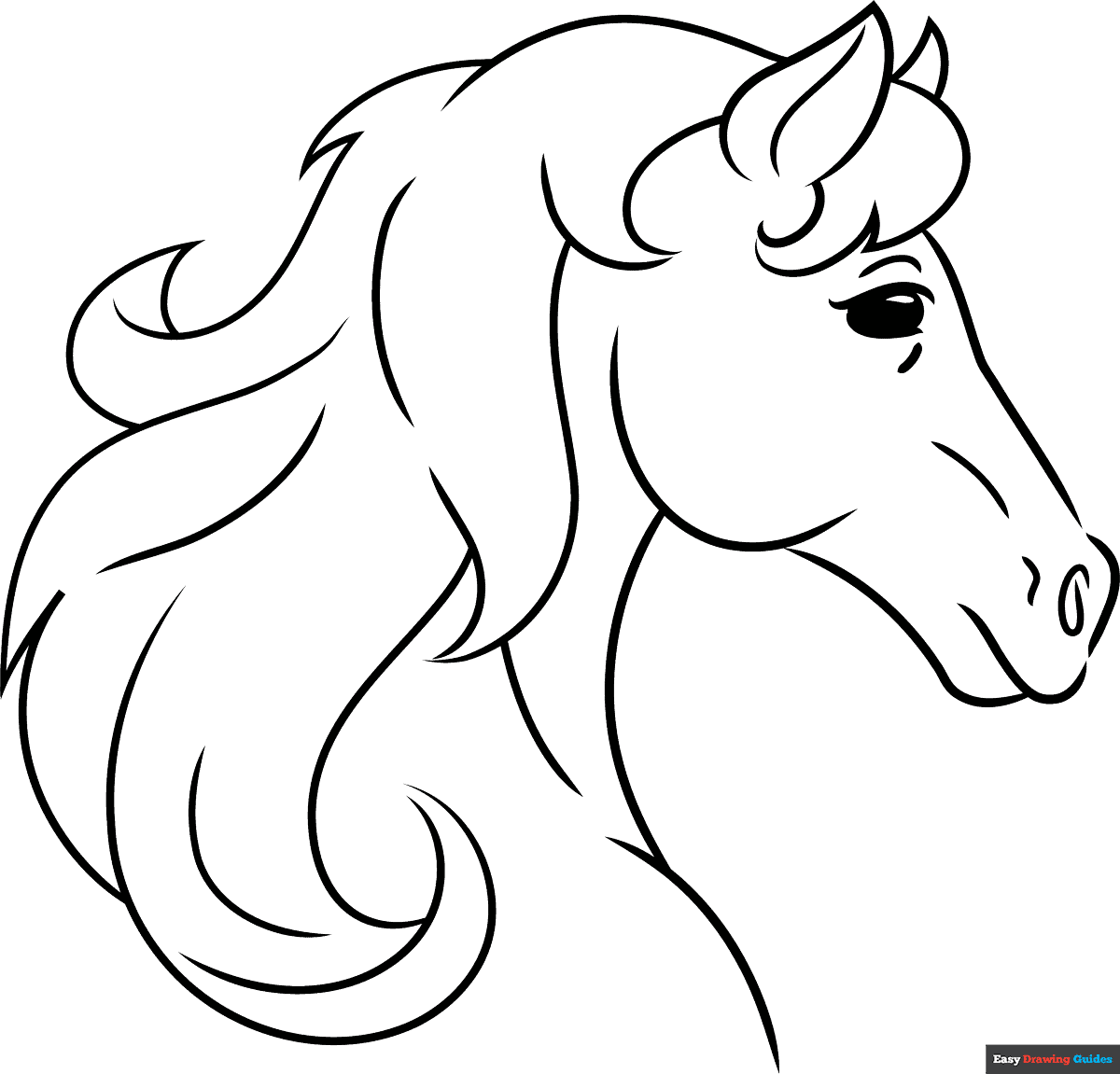 How To Draw A Horse Head Outline Really Easy Drawing Tutorial